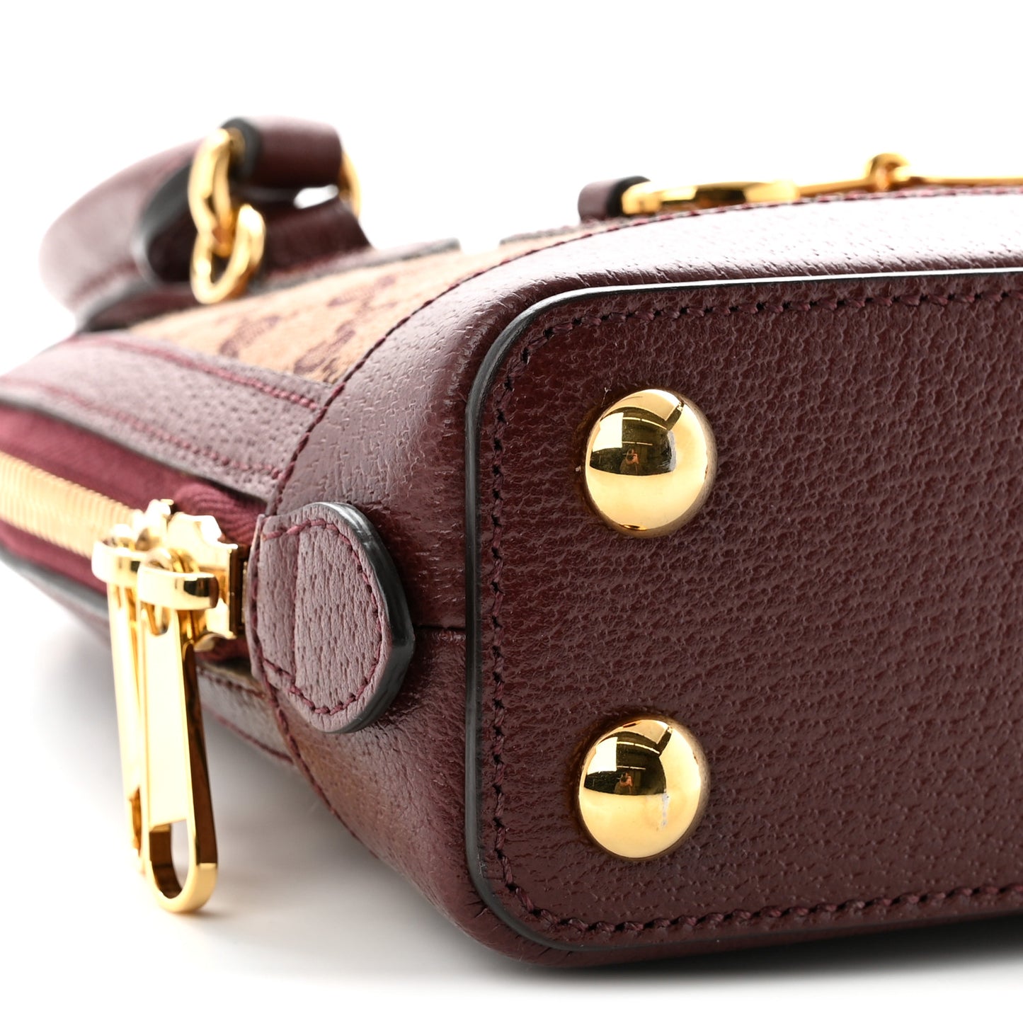 Monogram Textured Dollar Calfskin Mini Horsebit 1955 Top Handle Bag  Sahara Rubino Chardonnay