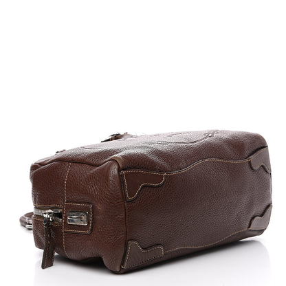 Prada Vitello Daino Embossed Logo Bowler Bruciato 3 of 15