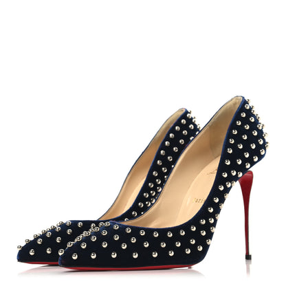 Christian Louboutin Velvet Specchio Billy Spikes Pumps 41 Silver Eclipse 4 of 8