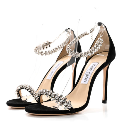Jimmy Choo Crystal Suede Pumps 37 Black 3 of 12