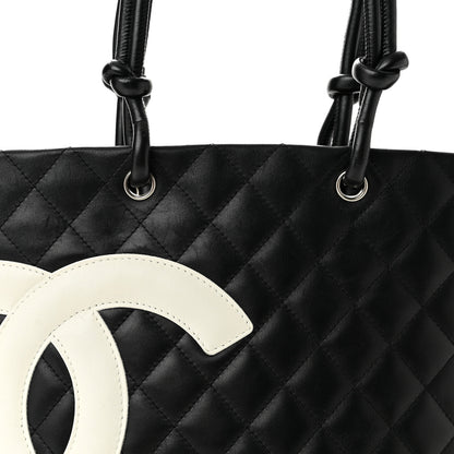 Chanel Calfskin Quilted Medium Cambon Tote Black White 8 of 13