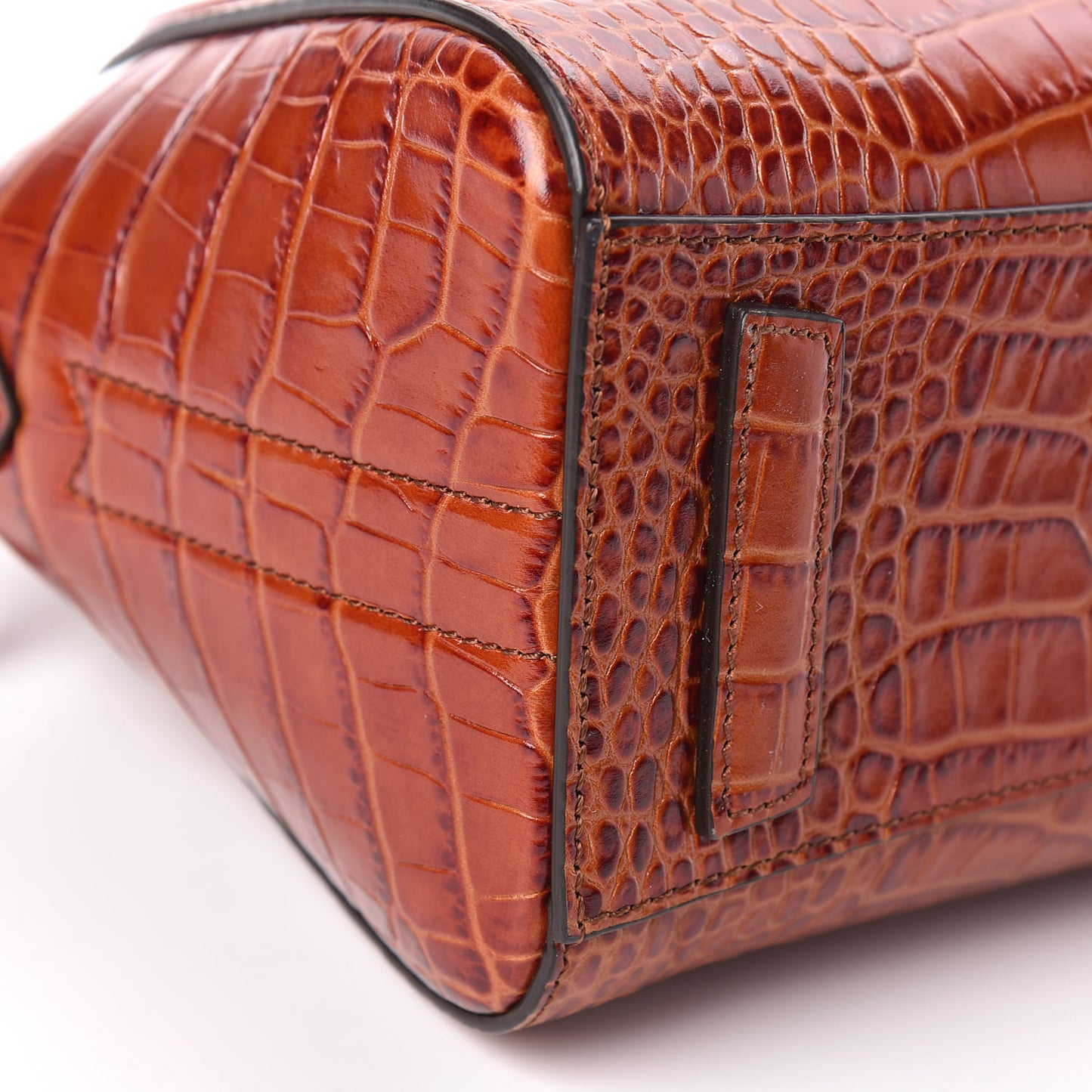 Calfskin Crocodile Embossed Mini Antigona Cognac