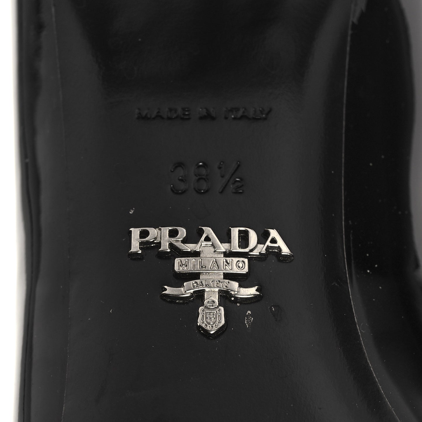 Patent Metal Triangle Logo 50mm Loafers 38.5 Black