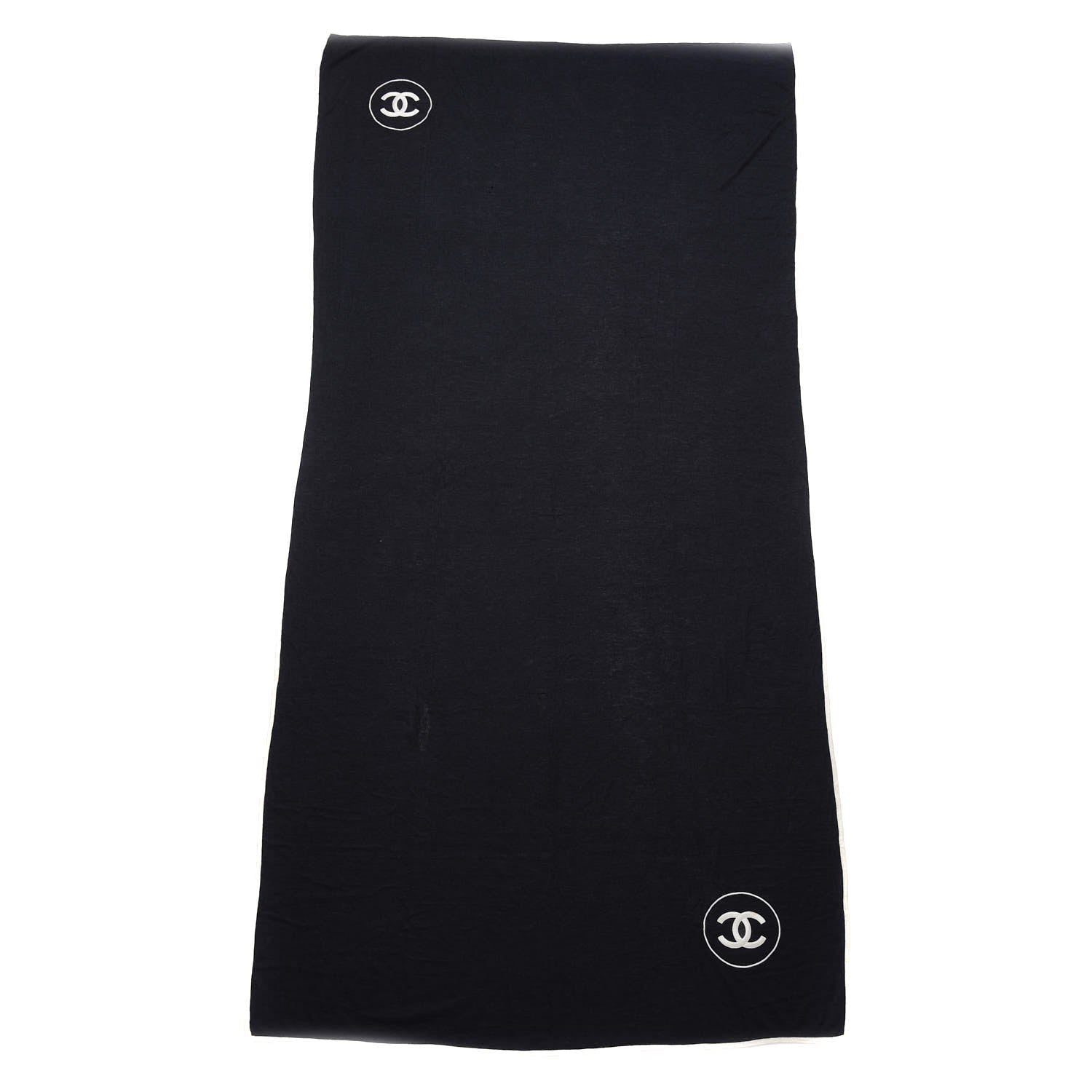 Chanel Cashmere Silk CC Scarf Black 3 of 10