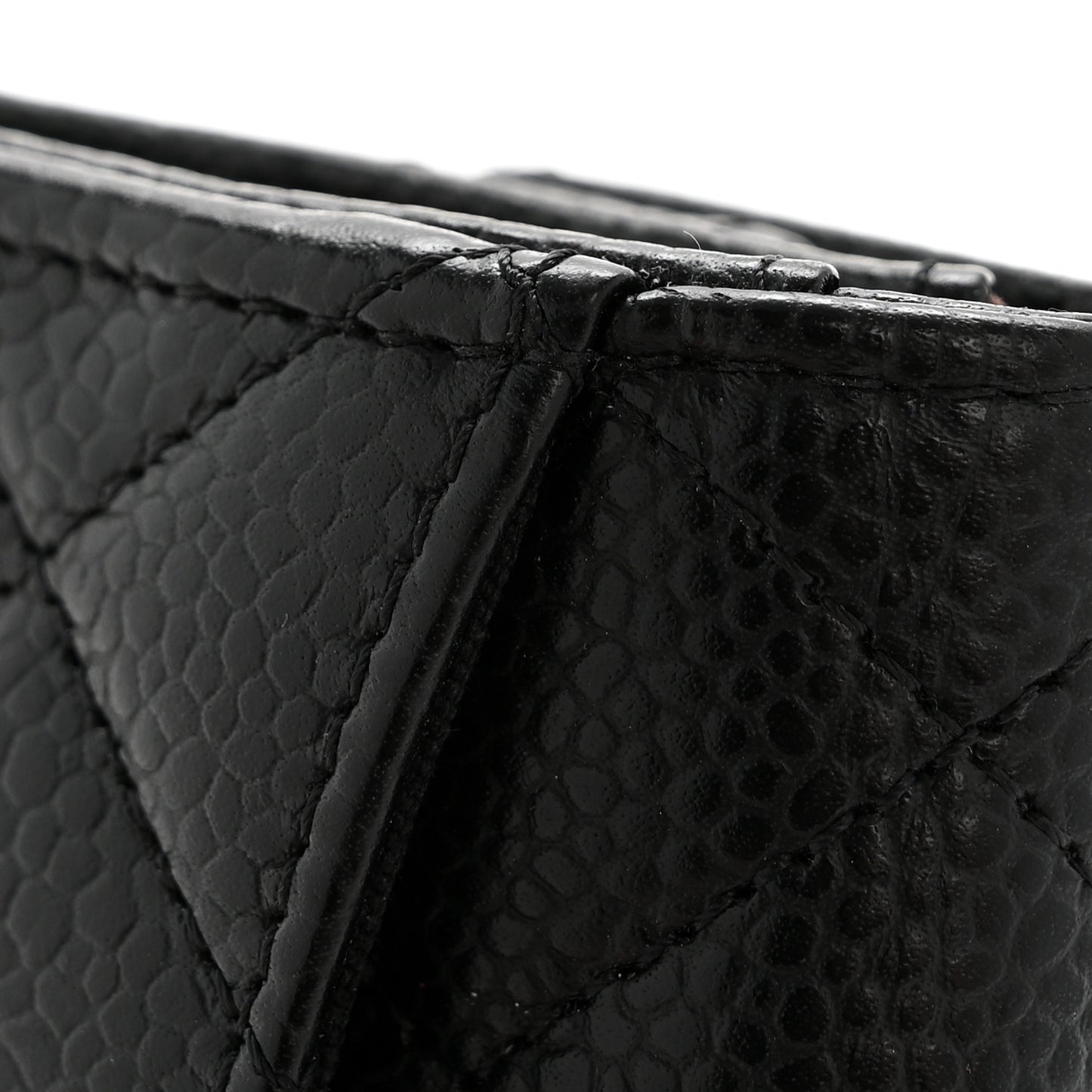 Caviar Quilted Flap Card Holder Wallet Black