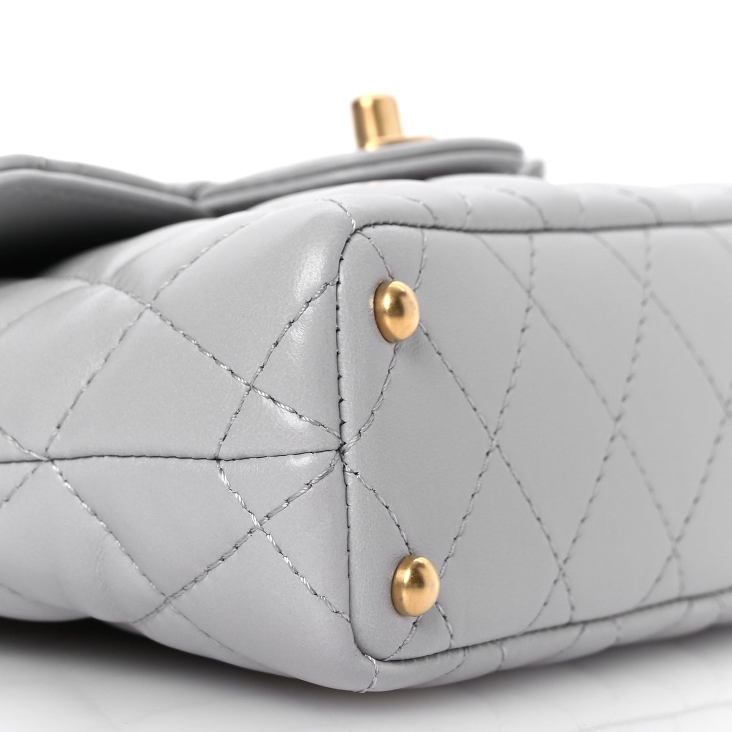 Lambskin Quilted Small Flap Top Handle Bag Grey