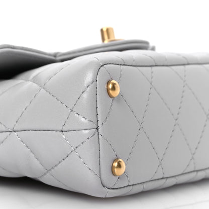 Chanel Lambskin Quilted Small Flap Top Handle Bag Grey 9 of 10