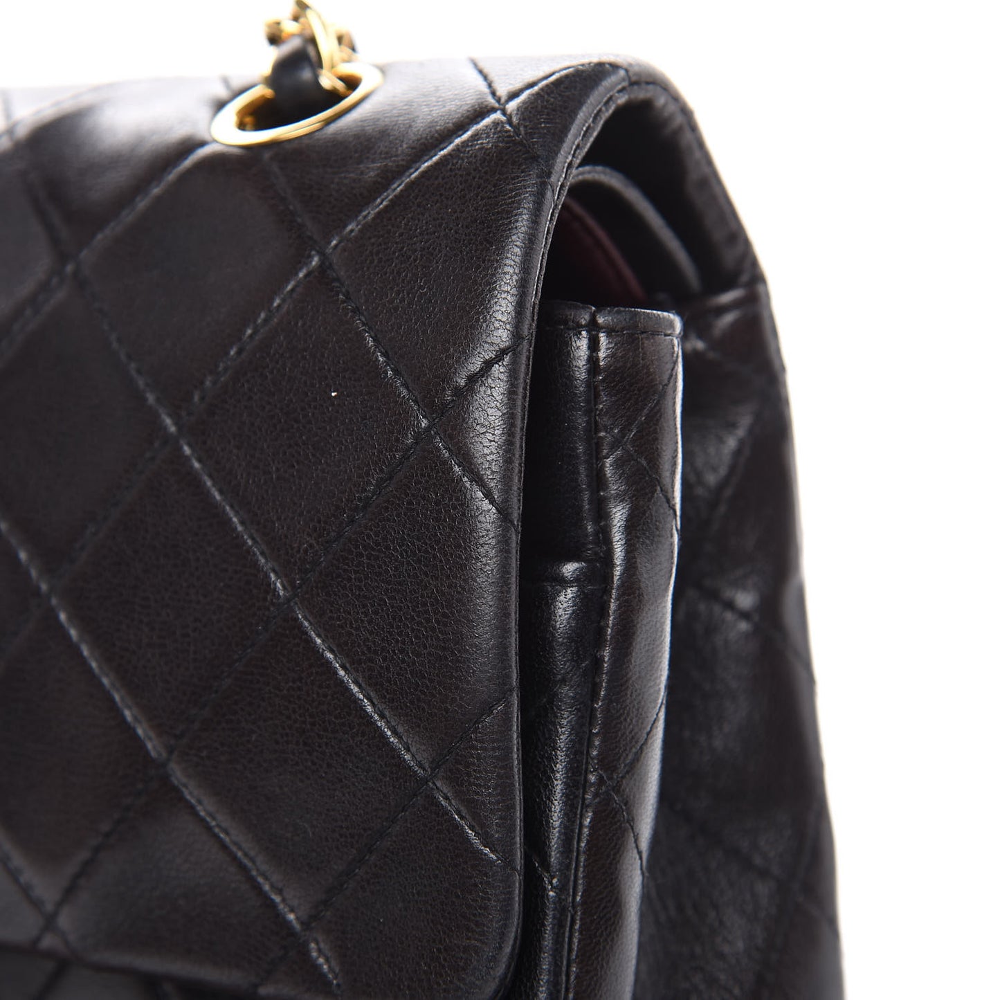 Lambskin Quilted Medium Double Flap Bag Black