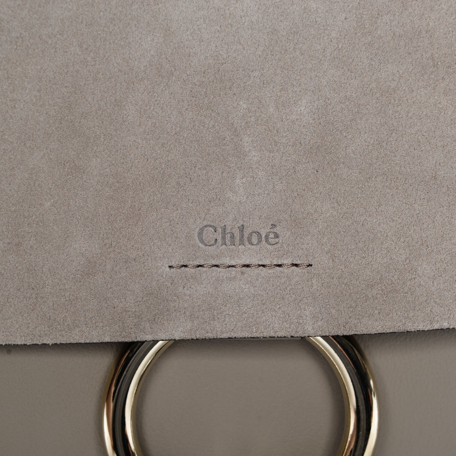 Chloe Calfskin Suede Medium Faye Shoulder Bag Motty Grey 6 of 7