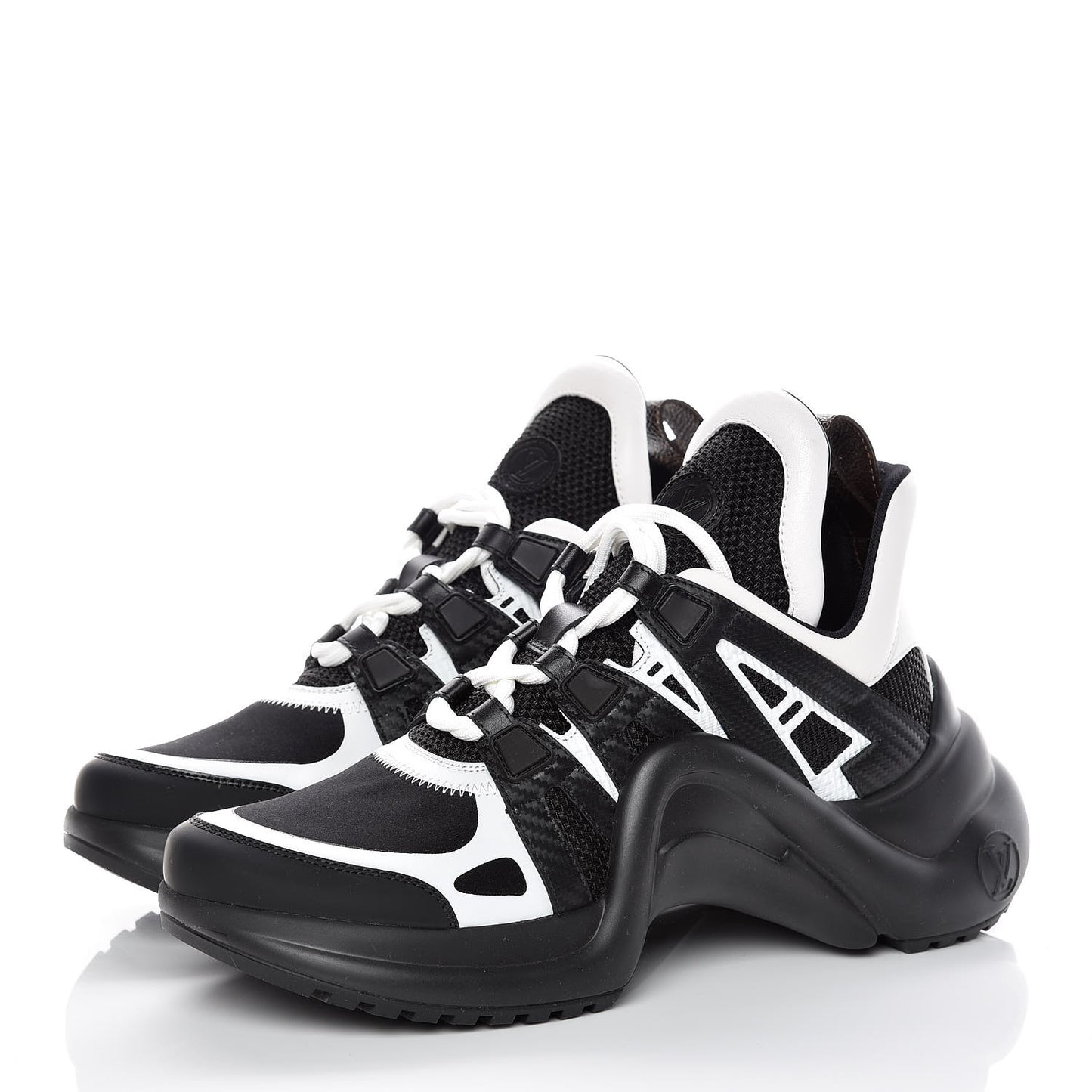 Calfskin Technical Nylon LV Archlight Sneakers 39 Black White