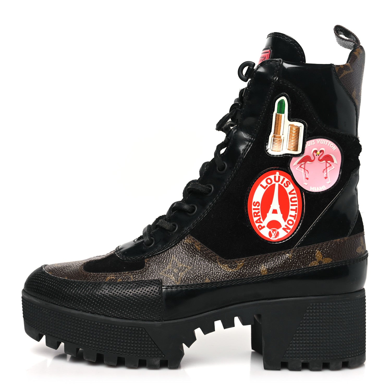 Louis Vuitton Suede Calfskin Monogram World Tour Platform Desert Boots 38 Black 1 of 8