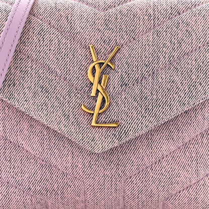 Saint Laurent Denim Y Quilted Monogram Toy Loulou Crossbody Bag Bleached Lilac 8 of 13