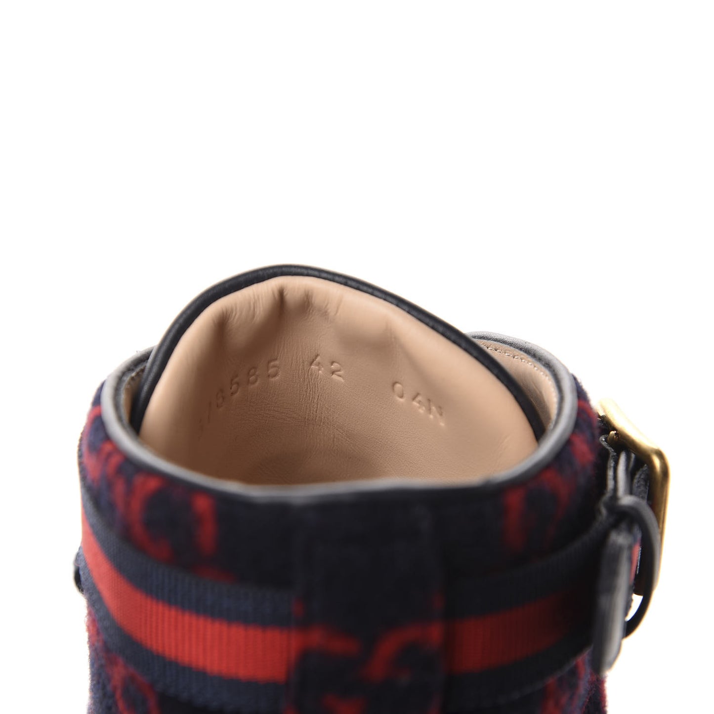 Covered Wool Big GG Monogram Womens Lace Up Combat Ankle Boots 42 Blue Red