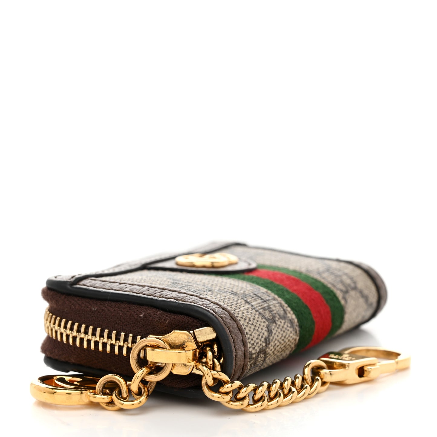 GG Supreme Monogram Web Ophidia Zip Around Key Case Beige New Acero