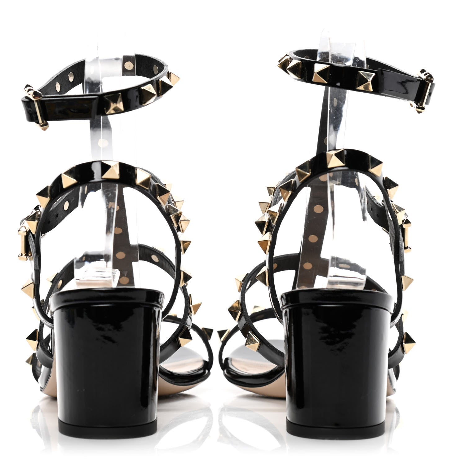 Valentino Garavani Patent Calfskin Rockstud 60mm City Sandals 35.5 Black 6 of 11