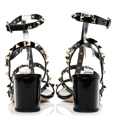 Valentino Garavani Patent Calfskin Rockstud 60mm City Sandals 35.5 Black 6 of 11