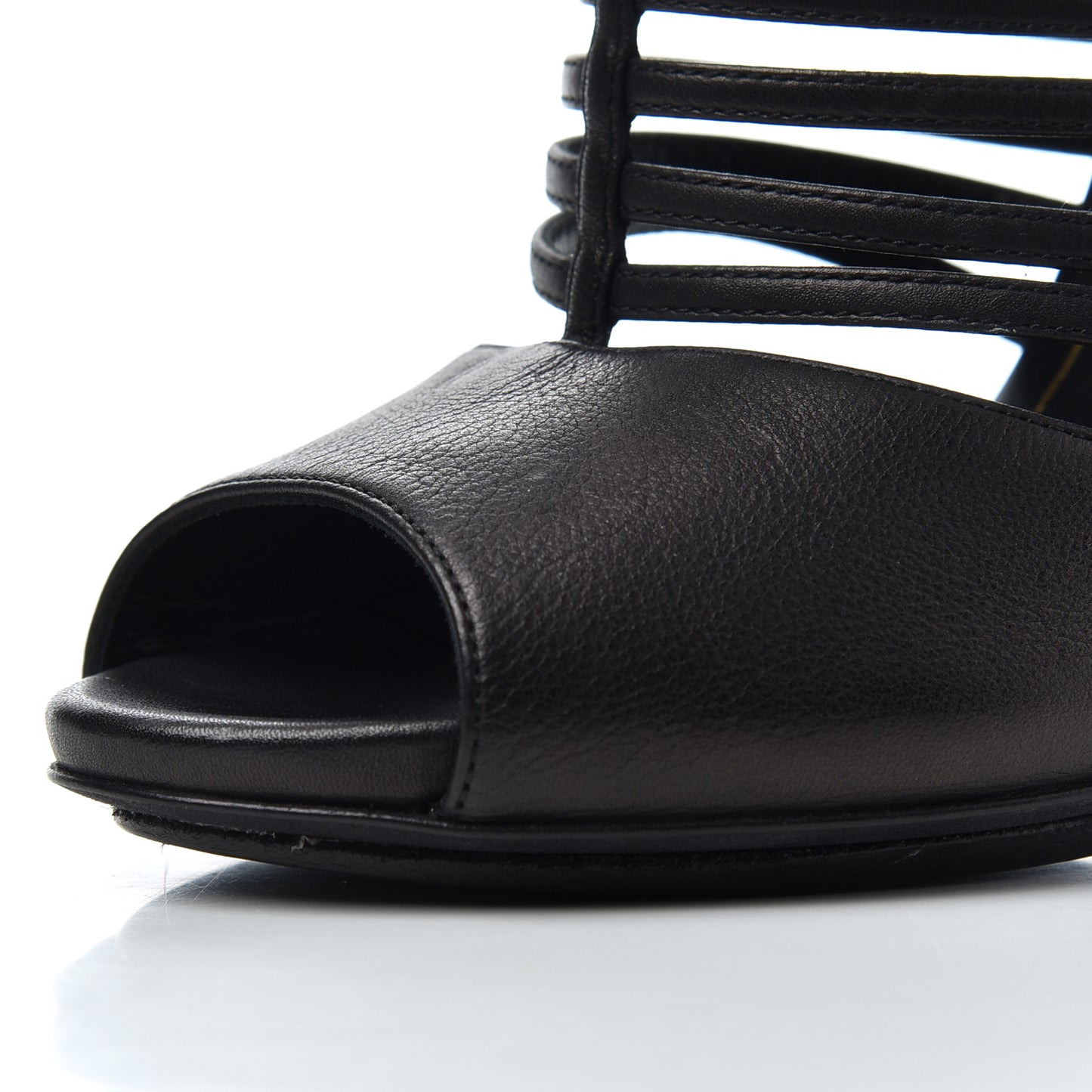 Saddle Soft Lux Peep Toe Caged High Heel Sandals 36.5 Black