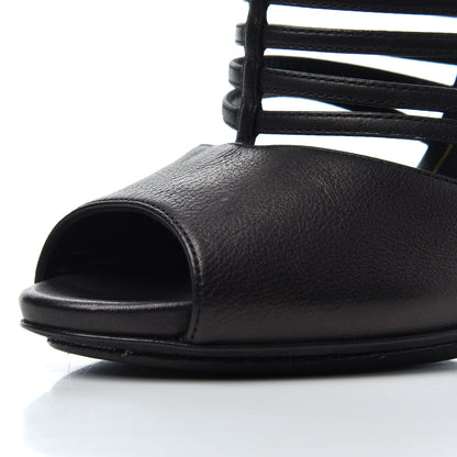 Gucci Saddle Soft Lux Peep Toe Caged High Heel Sandals 36.5 Black 8 of 16