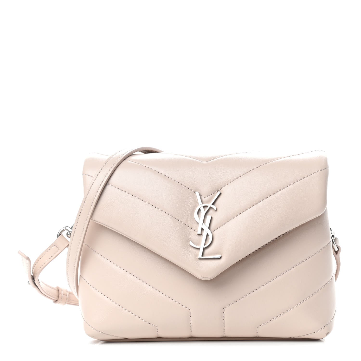 Saint Laurent Calfskin Y Quilted Monogram Toy Loulou Crossbody Bag Marble Pink 1 of 10
