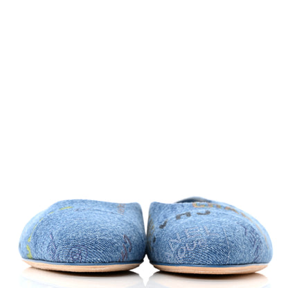 Chanel Denim Cap Toe CC Slingback Flats 37 Light Blue Multicolor 2 of 11