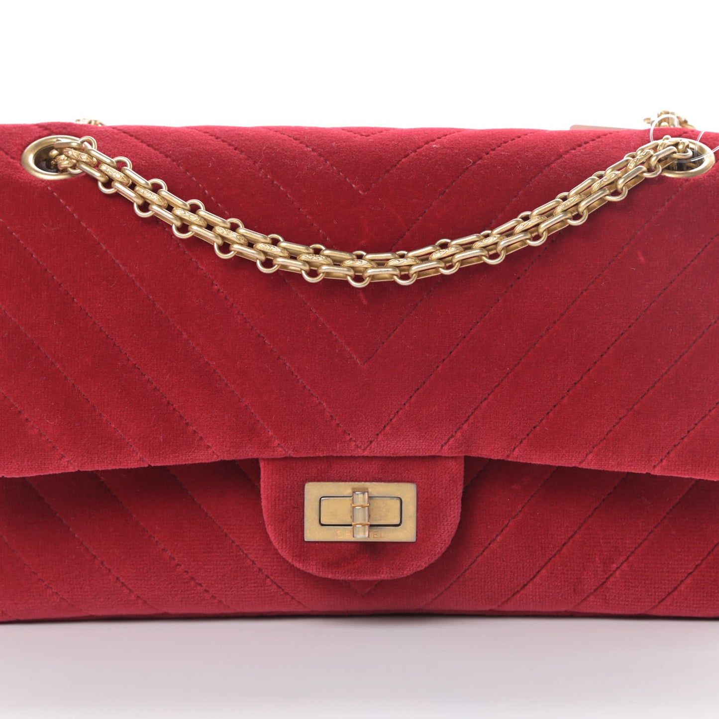 Velvet Chevron Quilted 2.55 Reissue 225 Flap Red
