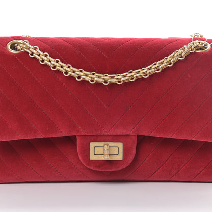 Chanel Velvet Chevron Quilted 2.55 Reissue 225 Flap Red 8 of 15