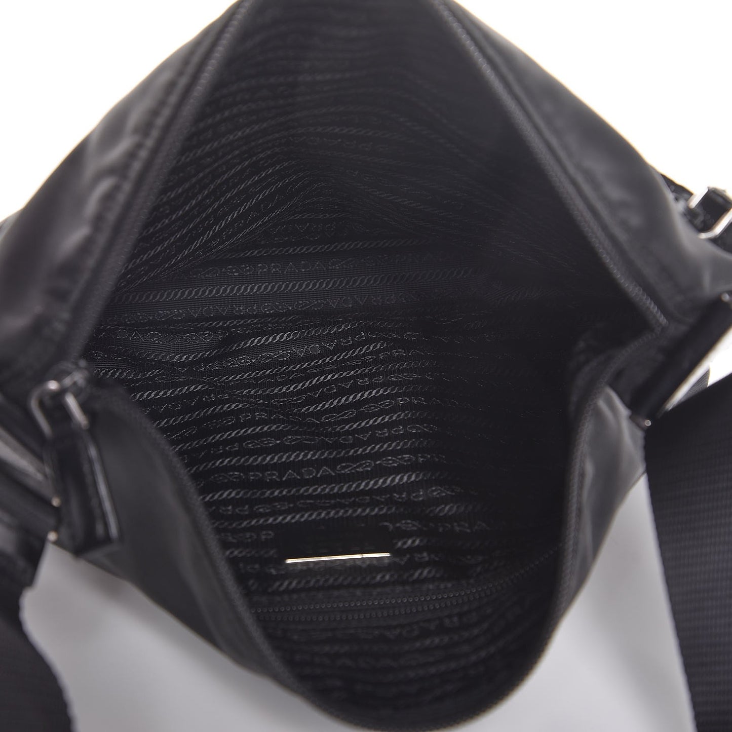 Tessuto Nylon Flat Messenger Bag Black
