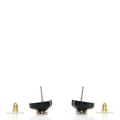 Chanel Resin Crystal CC Heart Earrings Black Gold 3 of 4