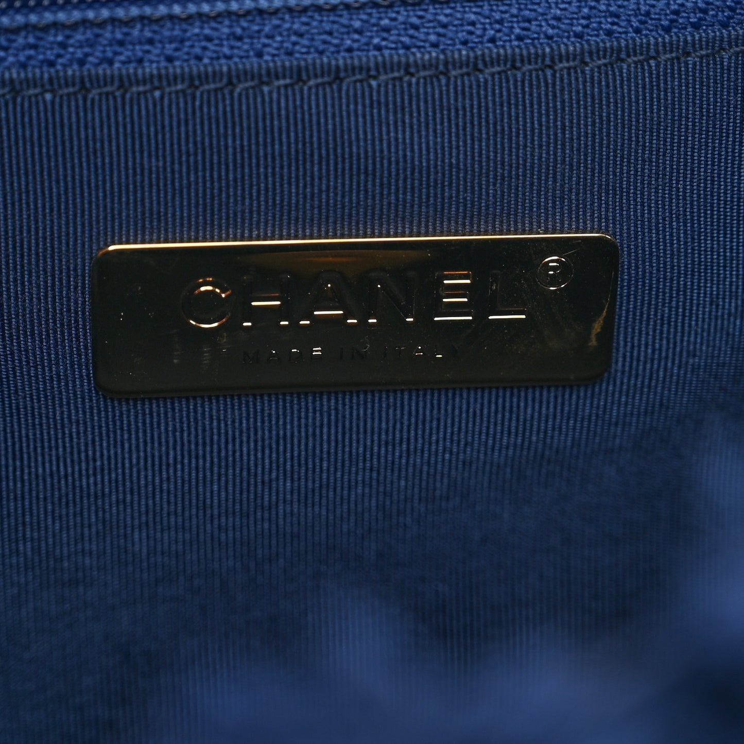 Cotton Canvas Quilted Medium Chanel 19 Flap Navy Blue