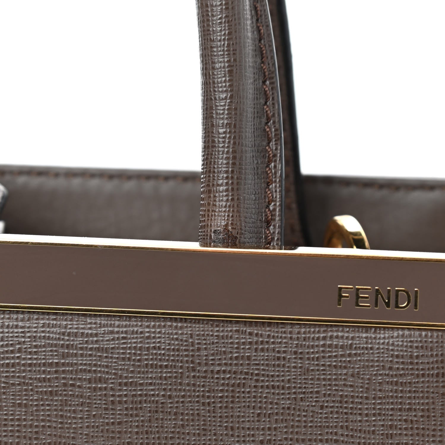 Fendi Vitello Elite Flamingo Petite 2Jours Tote Seppia 8 of 11