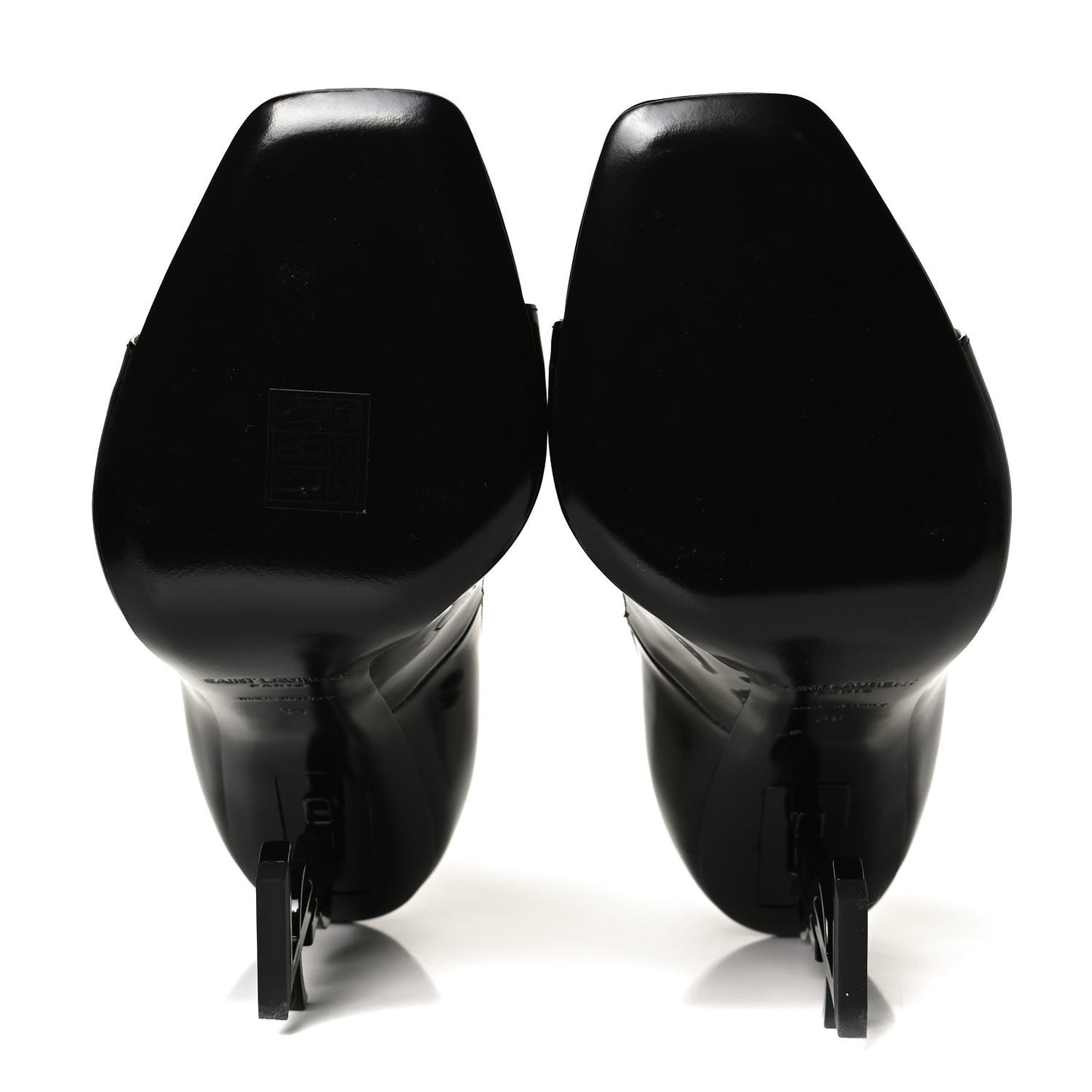 Patent Calfskin Opyum Ankle Strap Sandals 39 Black