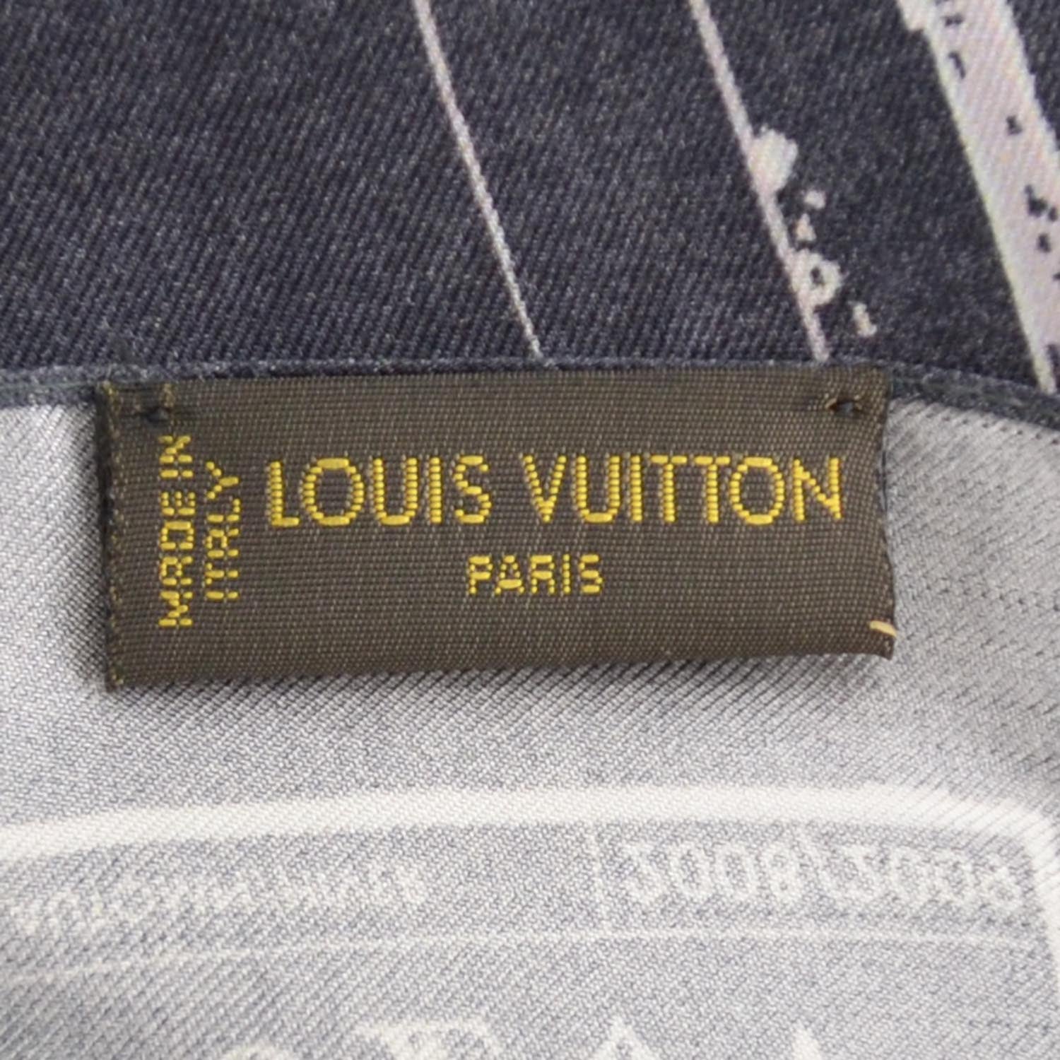 Louis Vuitton Silk Floor Plan Print Scarf Blue 4 of 5