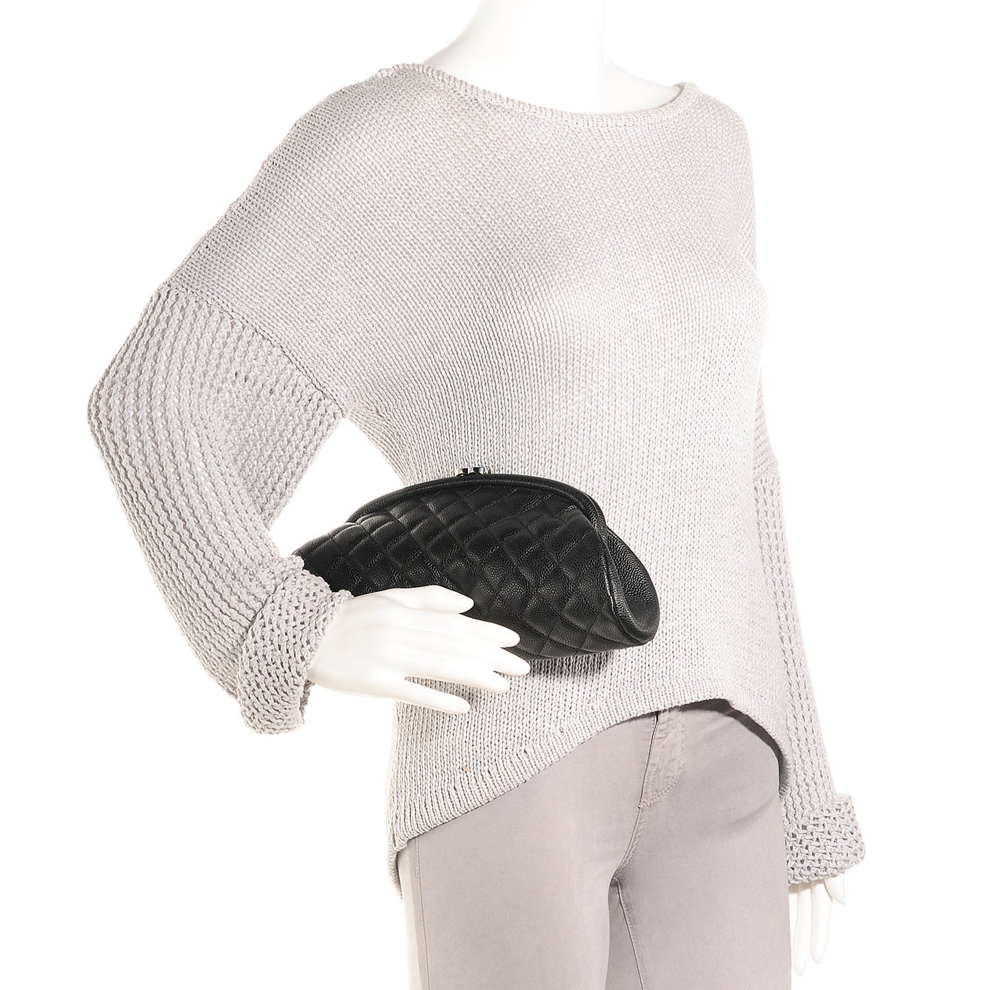 Caviar Quilted Timeless Clutch Black