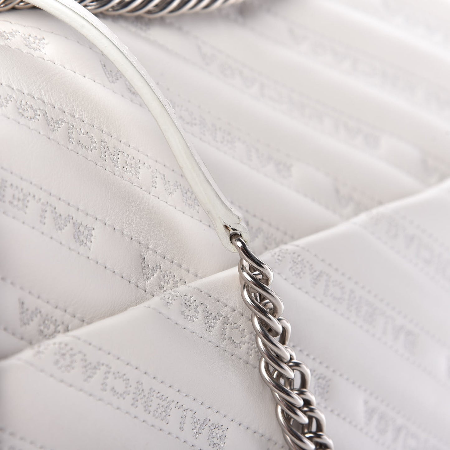 Calfskin Logo Matelasse Large BB Flap Chain Shoulder Bag White