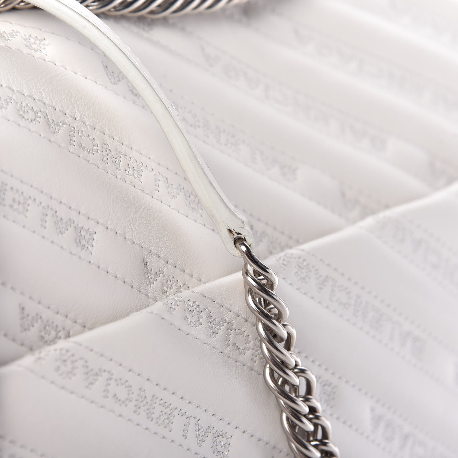 Balenciaga Calfskin Logo Matelasse Large BB Flap Chain Shoulder Bag White 11 of 12