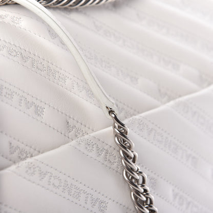 Balenciaga Calfskin Logo Matelasse Large BB Flap Chain Shoulder Bag White 11 of 12