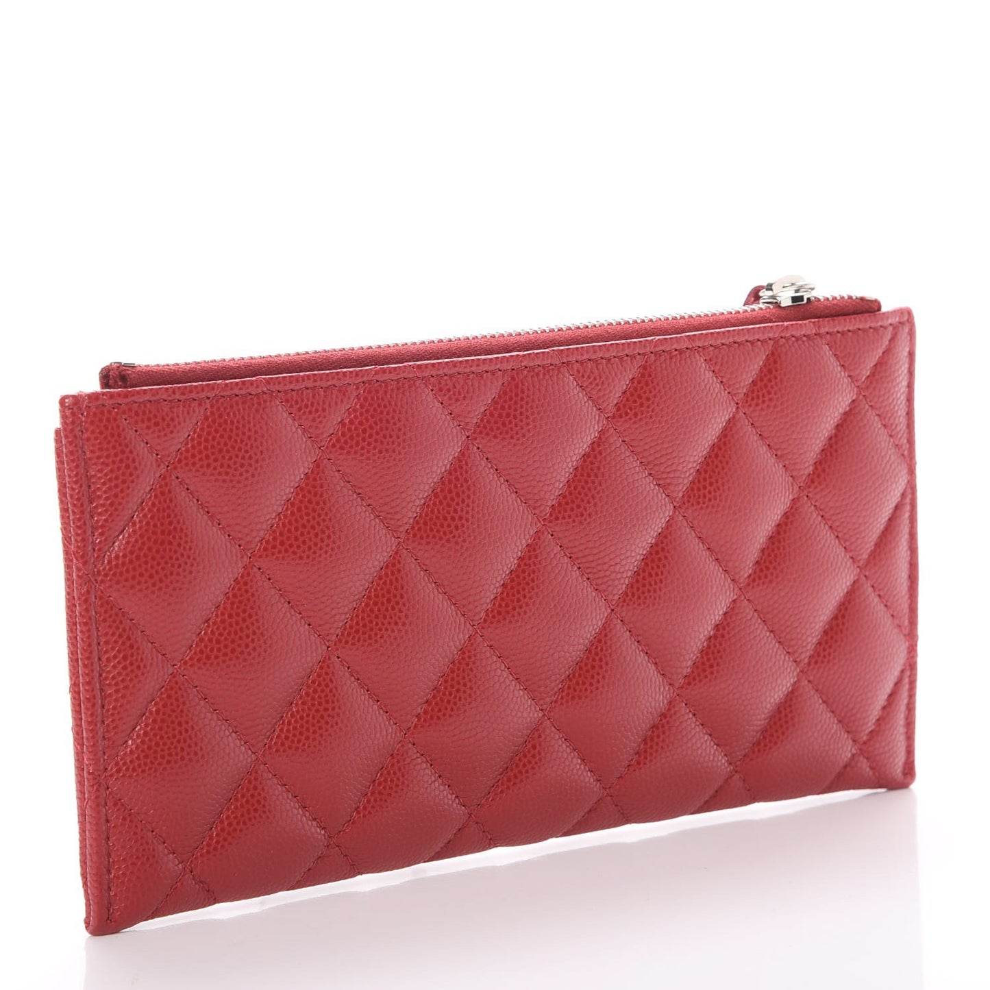 Iridescent Caviar Quilted Classic Zip Pouch Pink