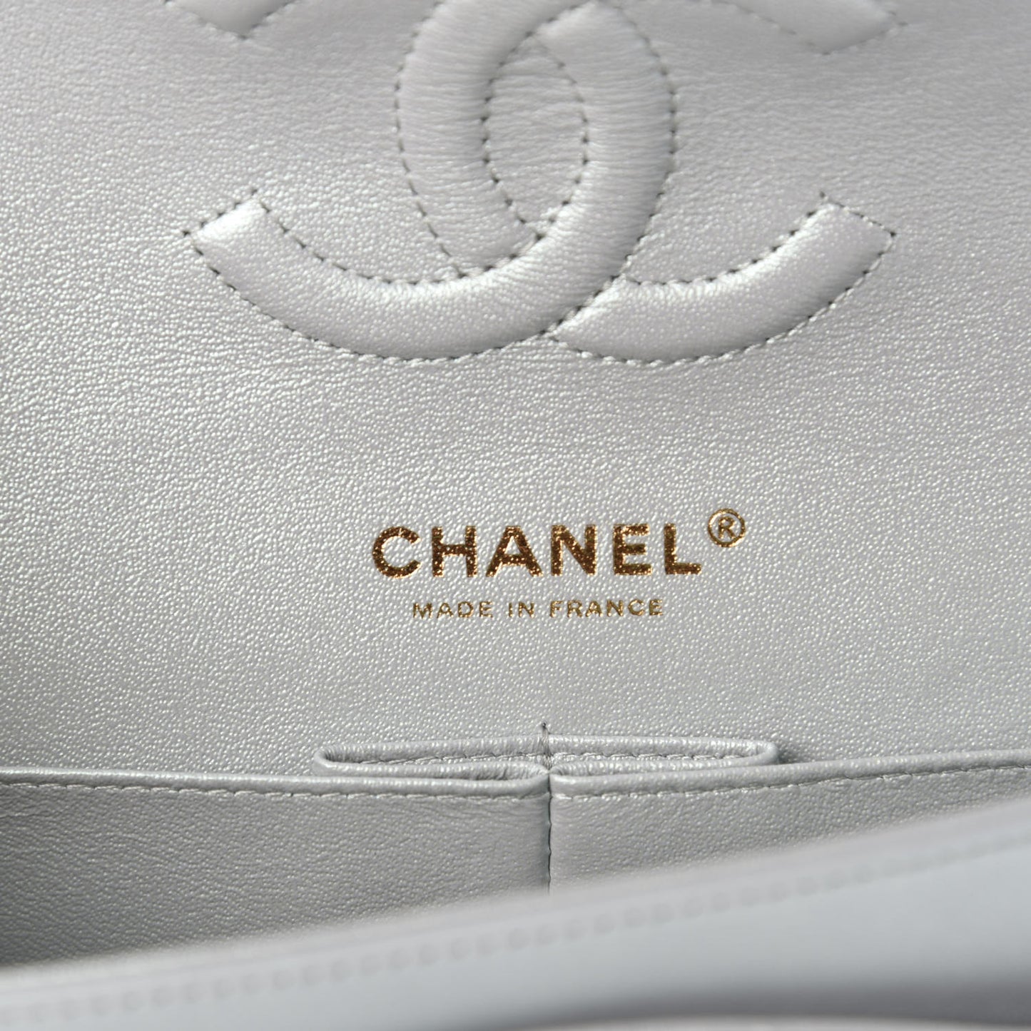 Iridescent Lambskin Quilted Medium Double Flap Light Blue