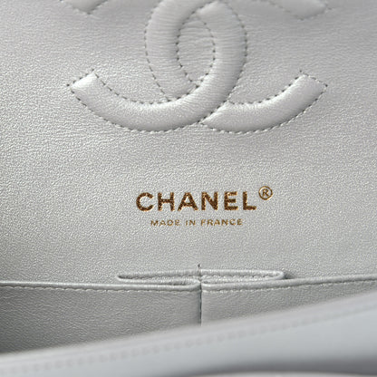 Chanel Iridescent Lambskin Quilted Medium Double Flap Light Blue 8 of 11