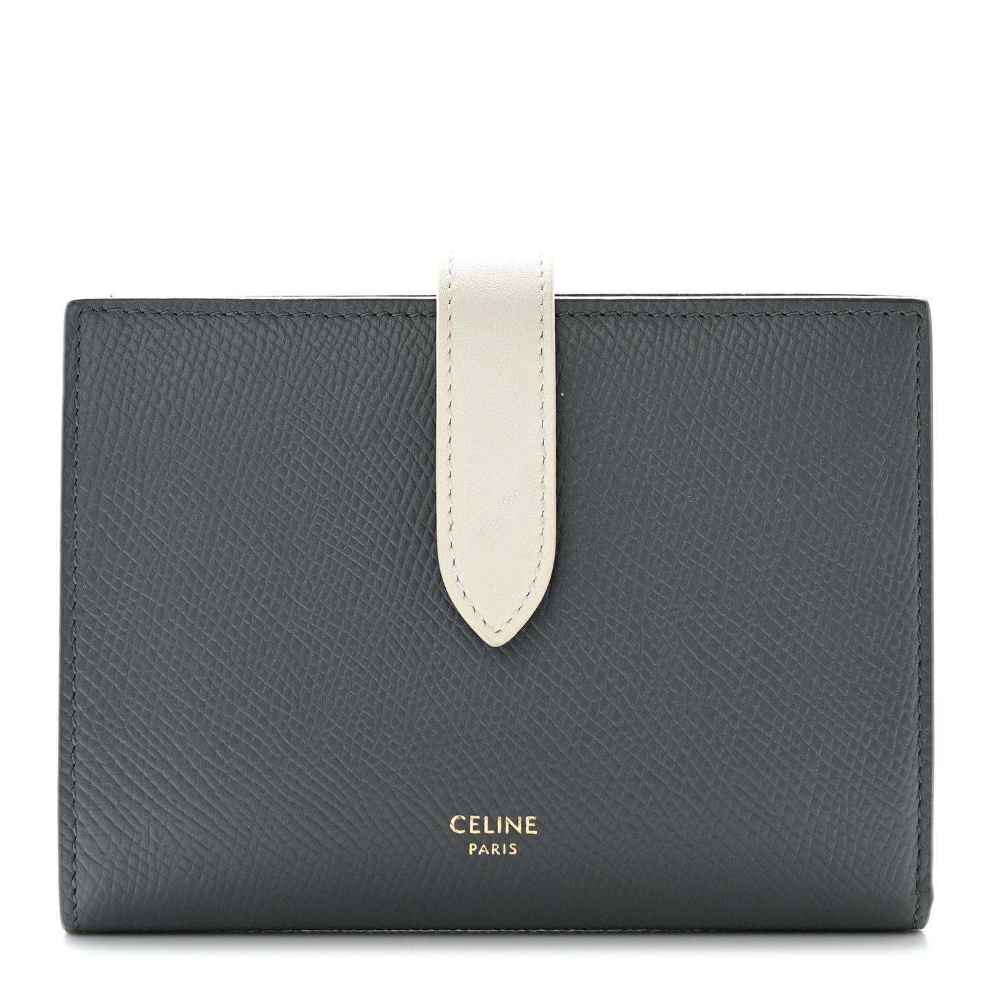 Grained Calfskin Medium Multifunction Strap Wallet Black Chalk