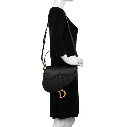 Christian Dior Grained Calfskin Saddle Bag With Strap Black 2 of 10