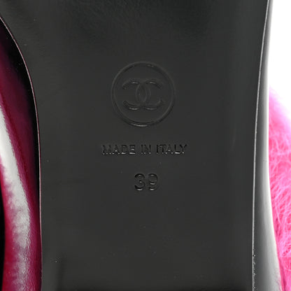 Chanel Patent Shearling Lambskin Cap Toe Short Boots 39 Black Pink 7 of 9