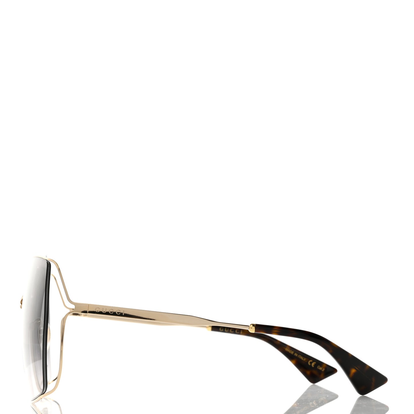 Metal Square Frame Sunglasses GG0817S Gold Grey