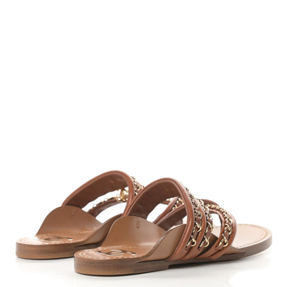 Chanel Calfskin Chain CC Thong Flat Sandals 36 Beige 4 of 9