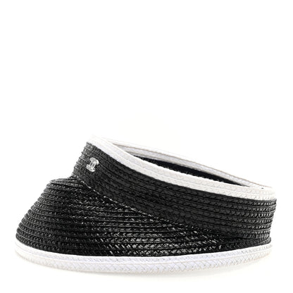 Chanel Raffia Visor M Black White 5 of 7