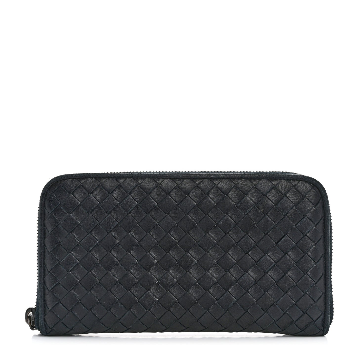 Nappa Intrecciato Zip Around Wallet Blue