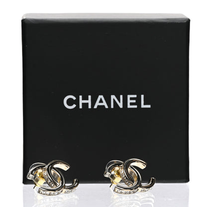 Chanel Metal Baguette Crystal CC Earrings Gold 6 of 6