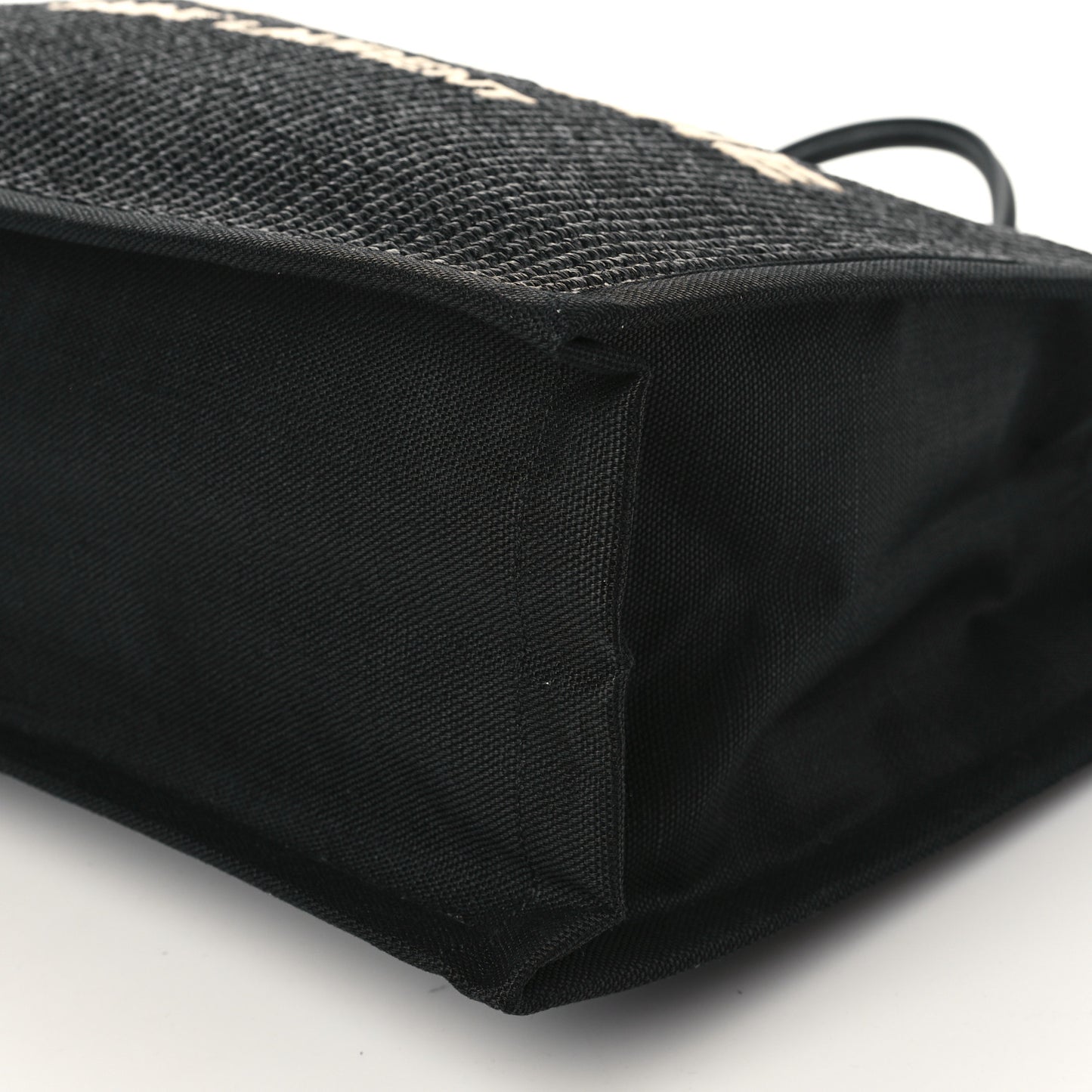 Raffia Linen Calfskin Rive Gauche Tote Black