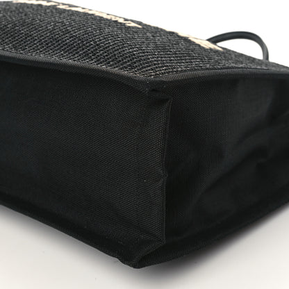 Saint Laurent Raffia Linen Calfskin Rive Gauche Tote Black 9 of 9