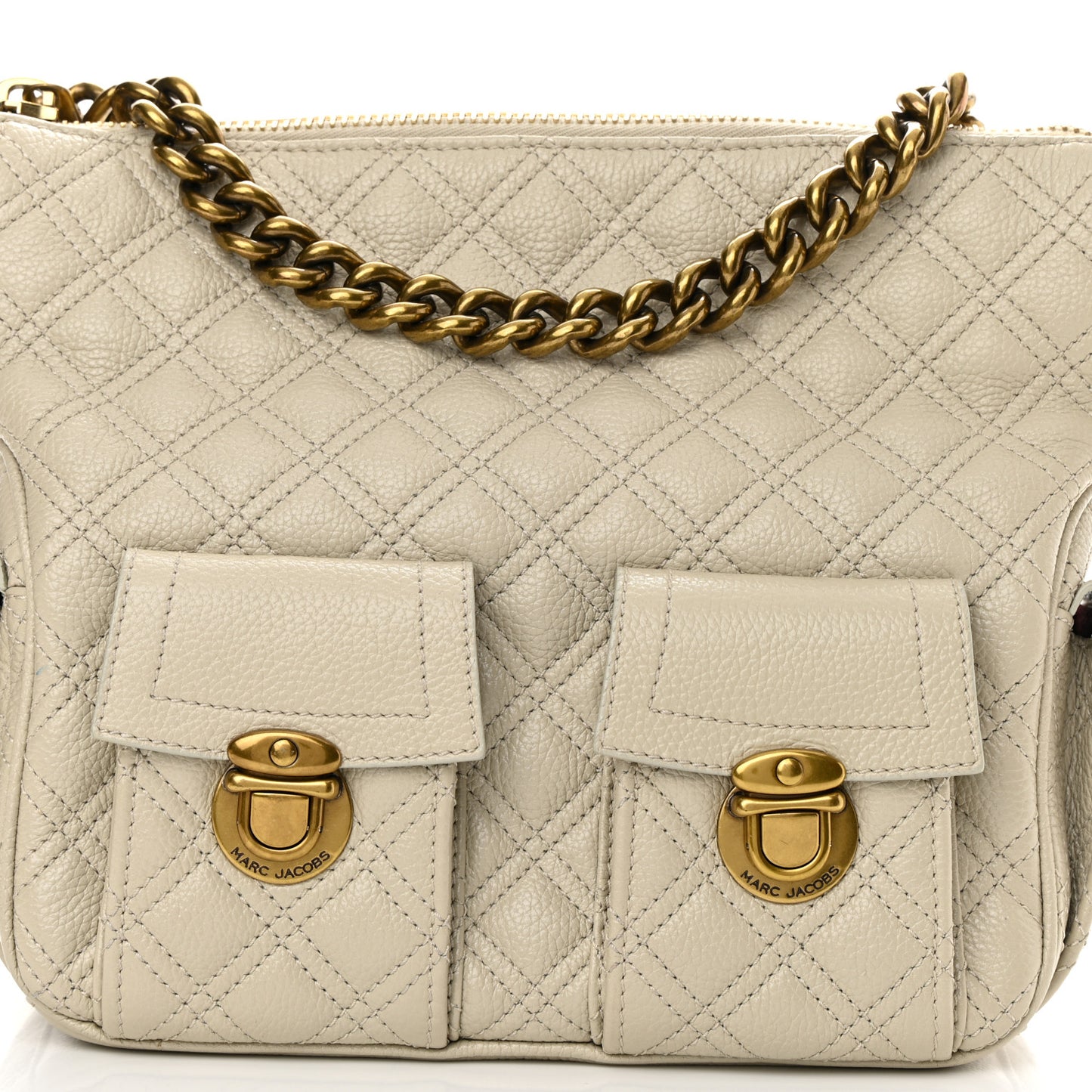 Calfskin Quilted Multipocket Hobo Milk